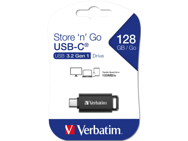 VERBATIM STORE 'N' GO USB-C STICK 128GB 49459 100MB/S USB 3.2 GEN1 SCHWARZ