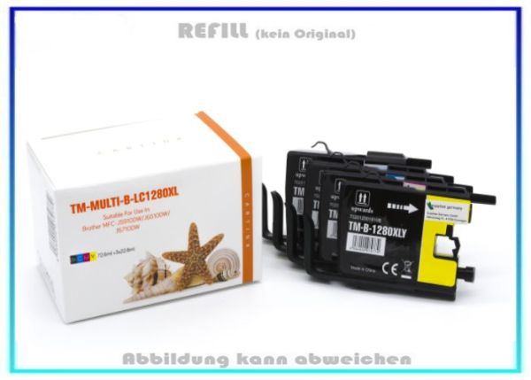 Multipack LC1280XL, Alternativ Tinte für Brother, LC1280XLVALP, BK=72,6ml, C,M,Y=22,8ml , kein Origi