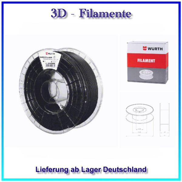 Filament PLA matt, Druckmaterial PLA, VERKSCHW-MATT D=1,75MM, Inhalt=1,0KG