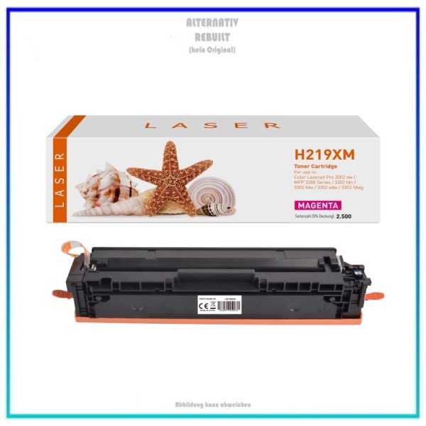 TON219XM, Alternativ Toner Magenta für HP W2193X Series, Inhalt 2.500 Seiten.