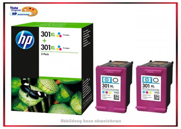 HP-301CXL, D8J46AE, Original Color Doppelpack Tintenpatronen Color - D8J46AE - Inhalt: 2x330 Seiten