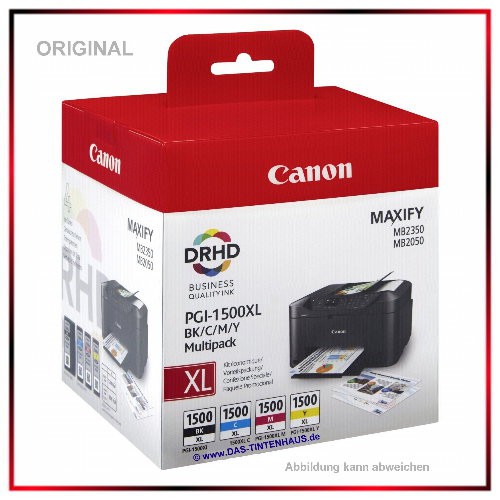 PGI-1500 XL Original Canon Multipack BK/C/M/Y - 1x 34,7ml u. 3x 12ml - Multi Pack für MAXIFY MB2050-