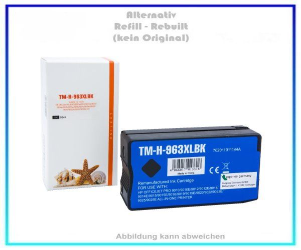 HP-963XLBK, REF963XLBK Alternativ Tintenpatrone Black, HP Tintenstrahldrucker, 3JA30AE, Inhalt: 1x B