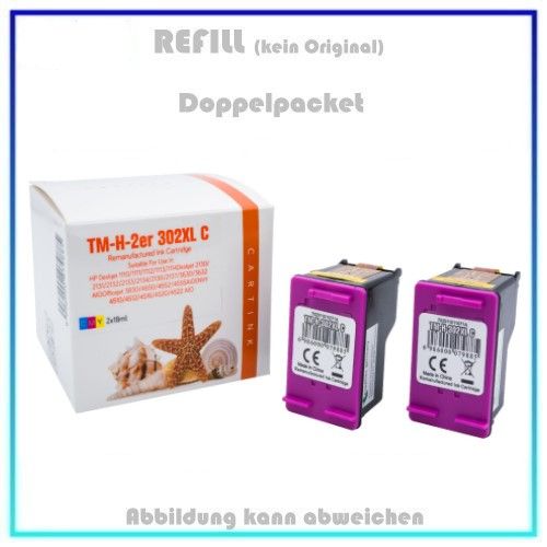 REF302CXL - Doppelpack, HP Refill Patrone Color f. F6U67AE - HP Nr 302CXL - Inhalt 2x 18ml.