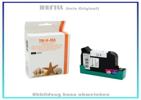 REF45A, 51645A, Refill Tintenpatrone Schwarz für HP - 51645A, DJ 720C, 850C, 890C, Inhalt 42 ml.
