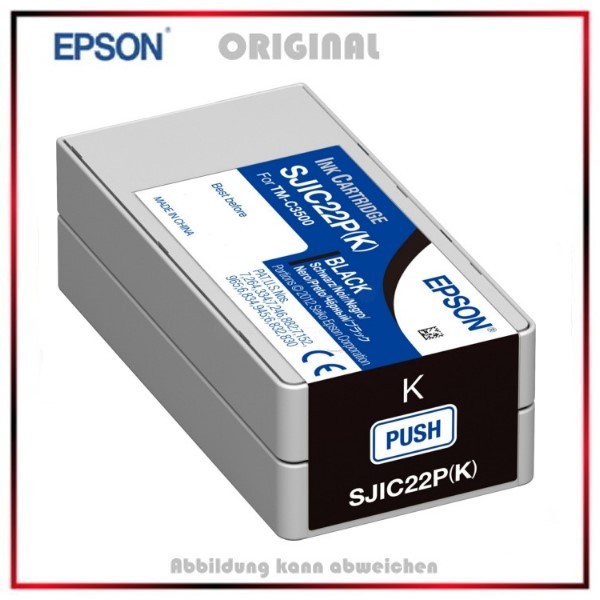 Epson C33S020601, Black, Original Tintenpatrone, SJI-C-22-P-(K) - schwarz Inhalt 33ml.