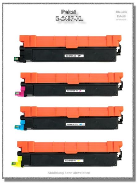 B248PX,K,C,M,Y-V3, Packet, Ersatz für TN-248XL-K,C,M,Y, Black,Cyan,Magenta,Yellow, Toner Paket.