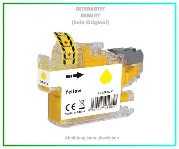 Alternativ Tintenpatrone Brother Yellow, BI-LC422YXL Y*E, Inhalt 18ml.