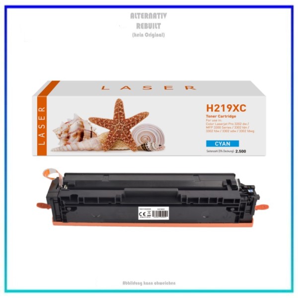 TON219XC, Alternativ Toner Cyan für HP W2191X Series, Inhalt 2.500 Seiten.
