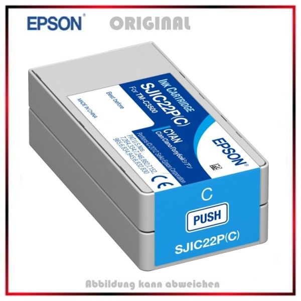 Epson C33S020602, Cyan, Original Tintenpatrone, C33S020602/SJI-C-22-P-(C) - Inhalt 32.5ml