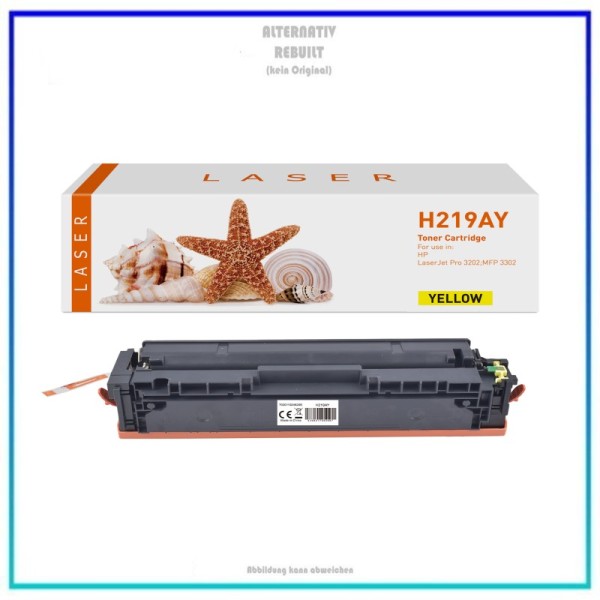 TON219AY, Alternativ Toner Yellow für HP W2192A Series, Inhalt 1.200 Seiten.