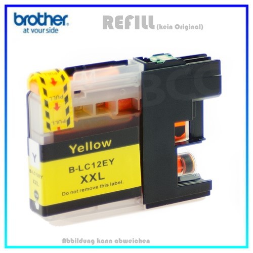 BULK LC12XXLY Alternativ Tintenpatrone Yellow Brother - LC12EY - MFC-J 6925 DW - Inhalt 1200 Seiten