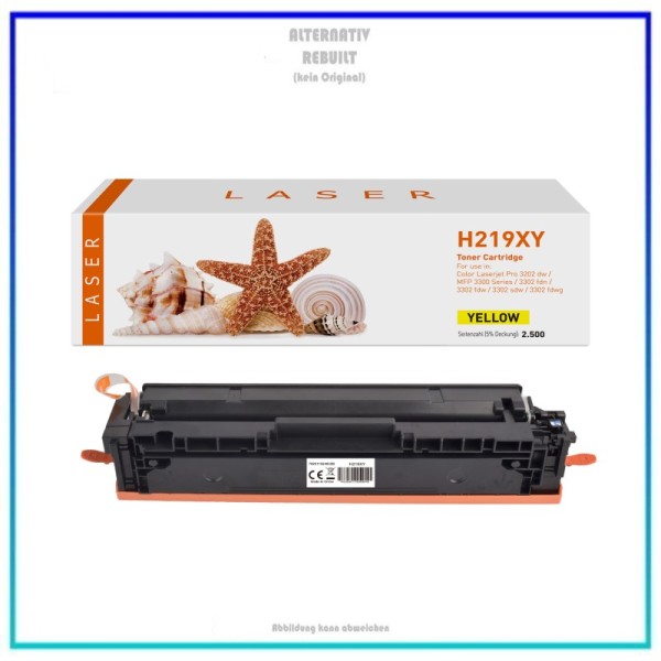 TON219XY, Alternativ Toner Yellow für HP W2192X Series, Inhalt 2.500 Seiten.