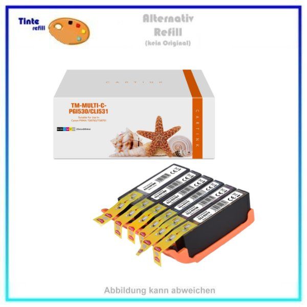 Multipack PGI530/CLI531, Alternativ Tintenpatronen Canon, BKCMYGYK,1x PG-530=20ml,5x CLI-531= a. 9,4
