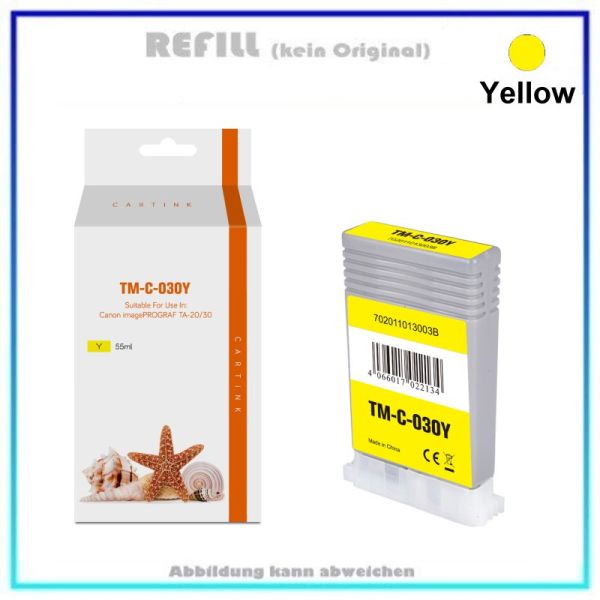 REFPFI-030Y, PFI-030Y, Refill Tintenpatrone Yellow, Inhalt: 55ml, für Canon, 3492C001, k. Originaal.