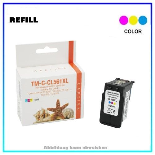 REFCLI561XXL, Refill Tintenpatrone Color für Canon, 3730C001, Inhalt 18ml, 48% mehr Inhalt.
