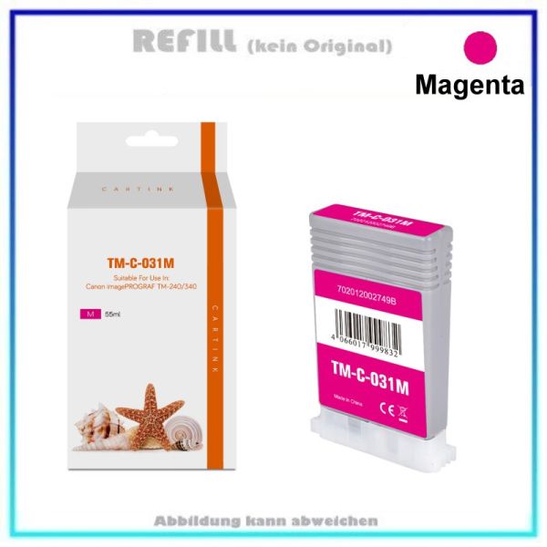 REFPFI-031M, PFI-031M, Refill Tintenpatrone Magenta, Inhalt: 55ml, für Canon, 6265C001, k. Original