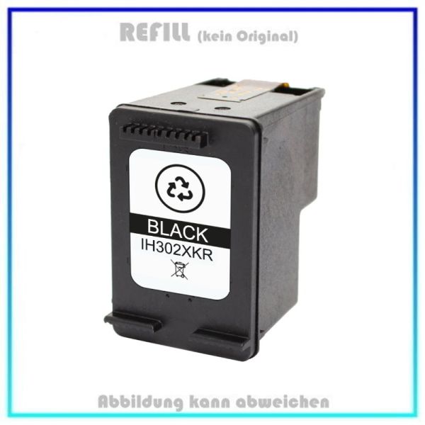 Refill-302BKXL, HP Refill IH302XKR Ersatz für HP-302XLK Schwarz Inkjet cartridge, Inhalt 750 Seiten.