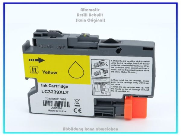 BULK LC3239XLY, Alternativ Tintenpatrone Yellow für Brother LC3239XLY, Inhalt: 52ml.