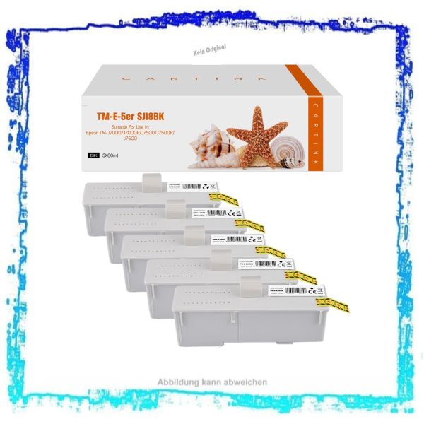 Multipack 5er SJI8BK, C33S020407, Alternative Tintenpatrone Black, Epson C33S020407, Inhalt: 5x59 ml