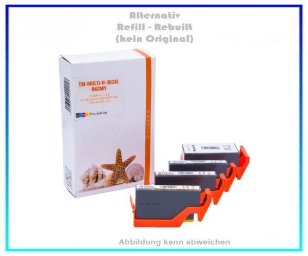 Multipack 903XL Alternativ Tintenpatronen für HP Tintenstrahldrucker, 3HZ51AE, Inhalt: 1x BK=37ml pl