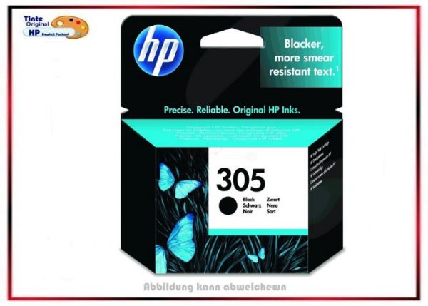 HP-305BK, HP Ink Cart. 3YM61A, HP-305, Farbe: Black Original für Deskjet 2700, 3YM61A, 120 Seiten.