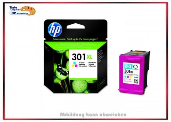 HP-301XLC, CH564EE, Original Tintenpatrone Color für HP CH564EE, Inhalt 8 ml =330 Seiten.