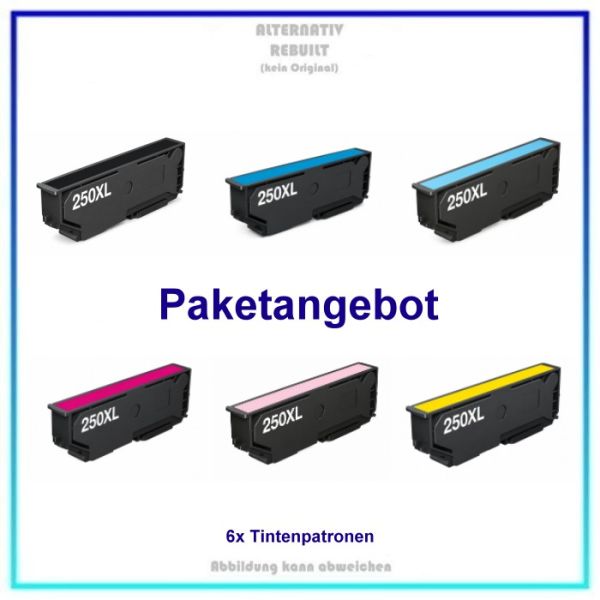 Multipack T250XL, Alternativ Tinte für Epson, C13T16P84010, Inhalt: 6 Patronen je 13ml. (K. Original