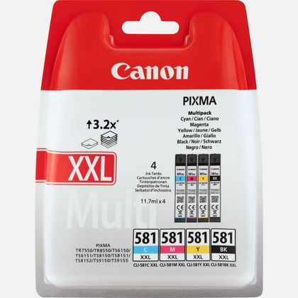 CLI-581XXL - Muiti Pack Original Tintenpatrone BK,C,M,Y für Canon 1998C005 - Inhalt je 11,7ml