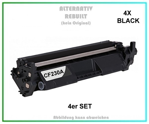 4er Set TONCF230A Alternativ Tonerkartusche 4X Black für HP - CF230A - Inhalt 4X 1.600 Seiten