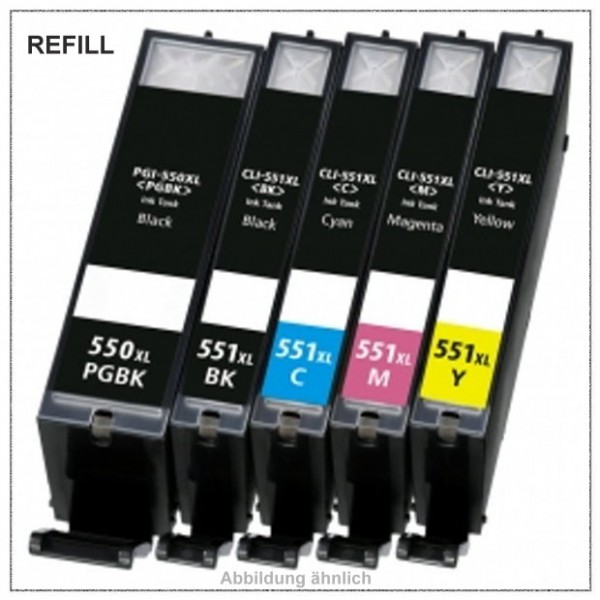 Multipack, PGI550/CLI551, Alternativ Tinte mit Chip, für Canon, 6431B001, PGI550=25ml,CLI551BK,C,M,Y